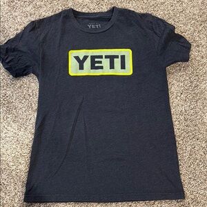 YETI Charcoal Tee with Neon Yellow Logo